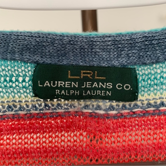 LRL Multi-Colour Striped Linen Blend Sweater, Size Small - Picture 6 of 9